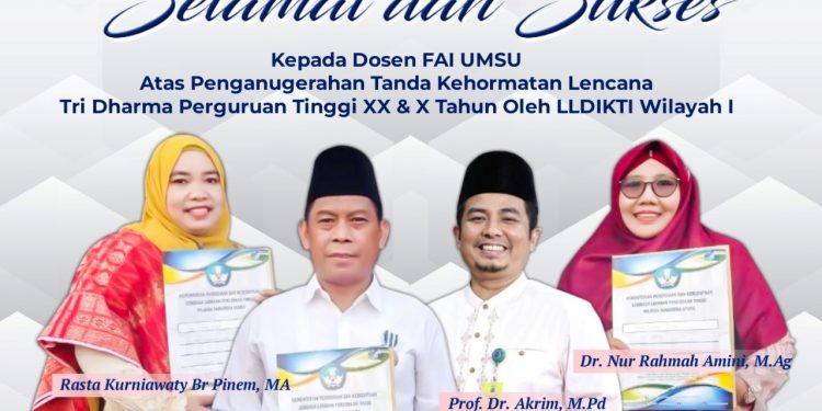 4 Dosen FAI UMSU Dianugerahkan Tanda Kehormatan Lencana Tri Dharma Perguruan Tinggi